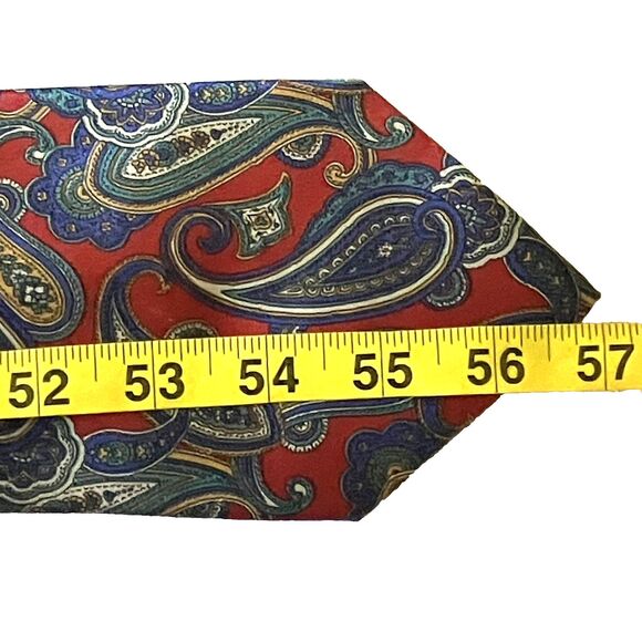 Camden Court Tie Vintage Paisley Shiny Red Blue Wide 4 inch USA - Picture 8 of 9
